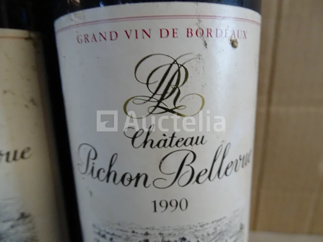 2 flessen graves de vayres château pichon bellevue 1990 - afbeelding 2 van  4