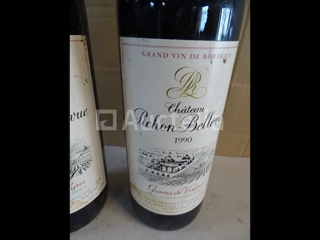2 flessen graves de vayres château pichon bellevue 1990 - afbeelding 4 van  4