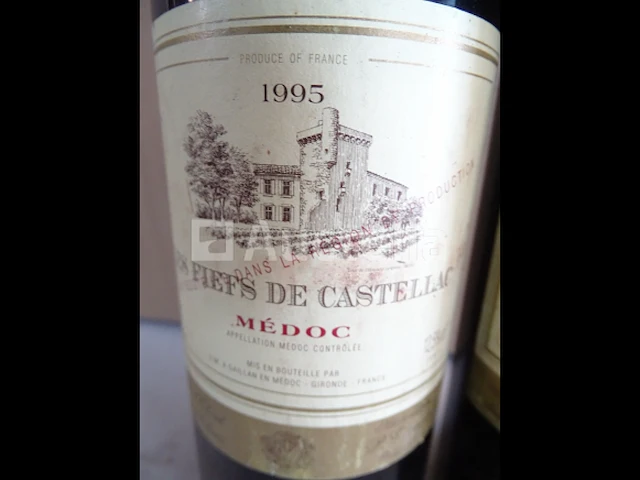 2 flessen médoc les fiels de castellac 1995 - afbeelding 2 van  3