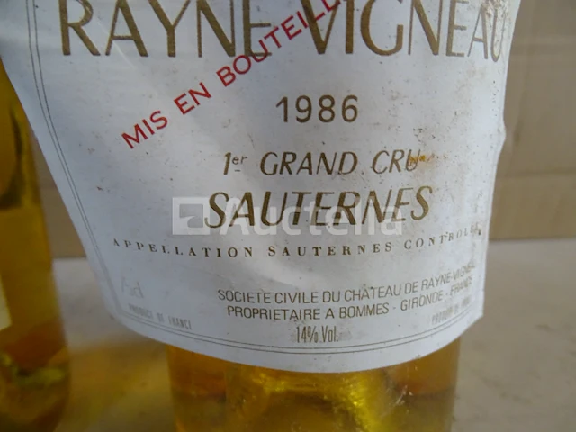 2 flessen sauternes 1er grand cru château de rayne vigneau 1986 - afbeelding 3 van  4