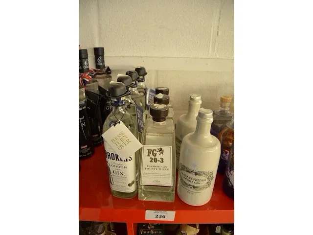 2 flessen white gin macaronesian 70cl, 3 flessen gin fg20-3 70cl, 4 flessen dry gin brokers 70cl (657,658,659) - afbeelding 1 van  5