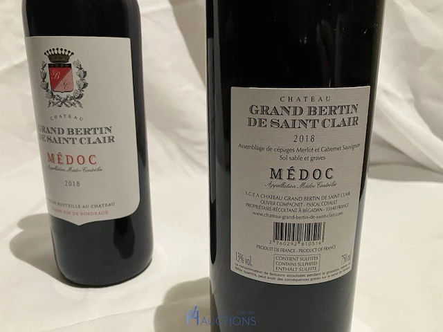 2 flessen wijn chateau grand bertin de saint clair - afbeelding 2 van  4