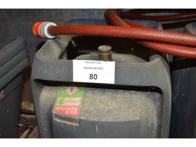 2 gasflessen, drukspuit, 2 pvc bloempotten - afbeelding 2 van  6