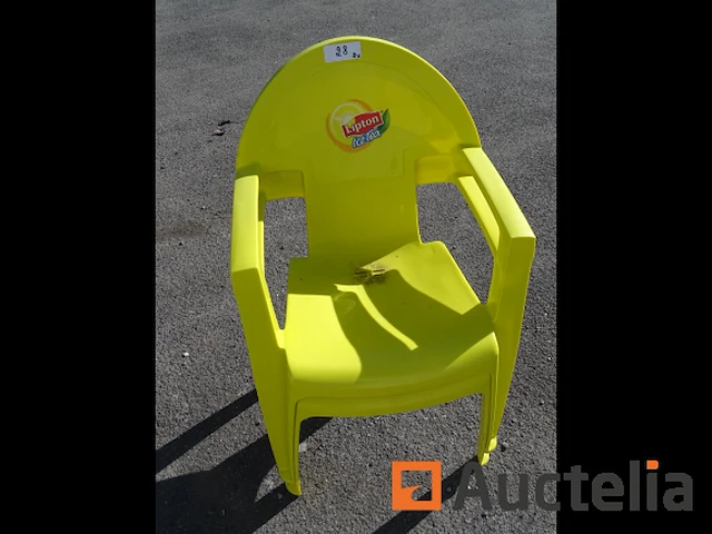 2 gele ice tea pvc stoelen - afbeelding 3 van  5
