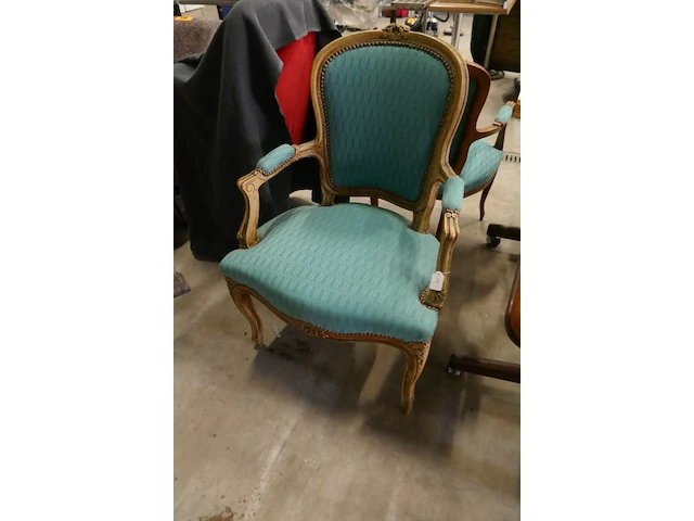 2 houten vintage zetels louis xv stijl - afbeelding 1 van  4