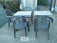 2 ijzeren tafeltjes + 5 stoelen bois le duc - afbeelding 1 van  6