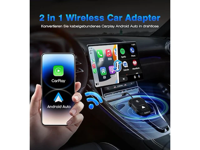 2-in-1 carplay android auto draadloze adapter - afbeelding 3 van  5