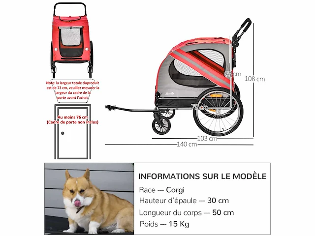 2-in-1 converteerbare jogger hondenfietskar - afbeelding 4 van  12