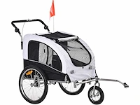 2-in-1 fietskar voor hond - wit + zwart - 155 x 83 x 108 cm - afbeelding 2 van  7