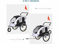 2-in-1 fietskar voor hond - wit + zwart - 155 x 83 x 108 cm - afbeelding 4 van  7