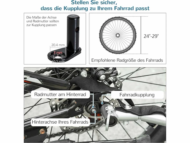 2-in-1 fietskar voor hond - wit + zwart - 155 x 83 x 108 cm - afbeelding 7 van  7