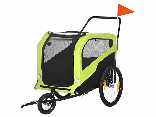 2-in-1, kinderwagenfunctie, 2 ingangen, gaasvenster, zonneklep, stalen frame, groen, 170 x 77 x 90 cm - afbeelding 2 van  6