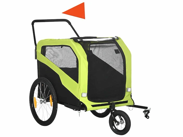 2-in-1, kinderwagenfunctie, 2 ingangen, gaasvenster, zonneklep, stalen frame, groen, 170 x 77 x 90 cm - afbeelding 6 van  6