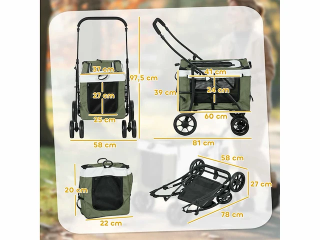 2 in 1 opvouwbare hondenbuggy - afbeelding 4 van  5