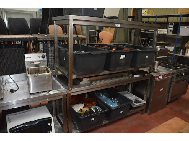 2 inox leggers, 2 inox werktafels 1,60 m (20,23) - afbeelding 2 van  5