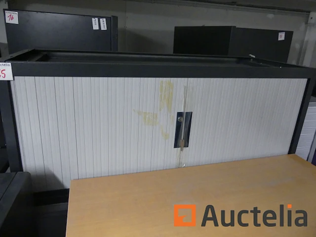2 kasten met lage gordijnen, zwarte gordijnen grijs - afbeelding 3 van  3