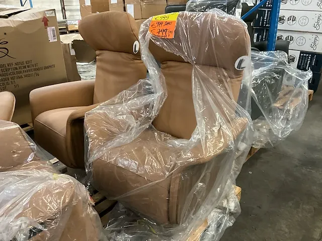 2 kunstlederen relax fauteuils sws destiny, kleur: cognac - afbeelding 1 van  6