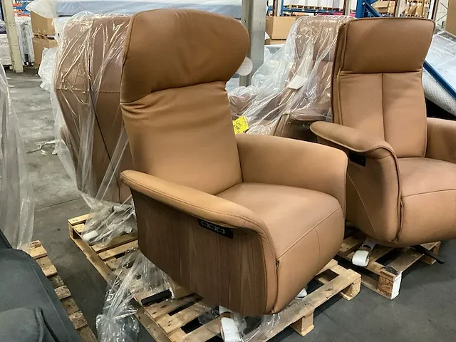 2 kunstlederen relax fauteuils sws destiny, kleur: cognac - afbeelding 2 van  6
