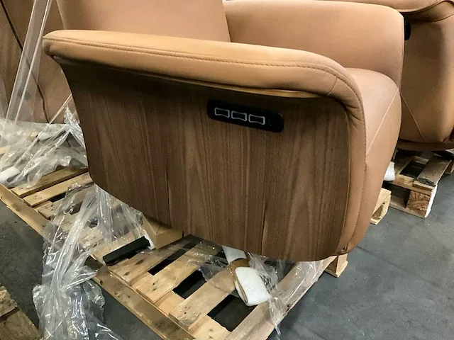 2 kunstlederen relax fauteuils sws destiny, kleur: cognac - afbeelding 4 van  6