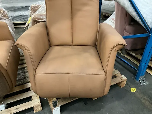 2 kunstlederen relax fauteuils sws destiny, kleur: cognac - afbeelding 2 van  7