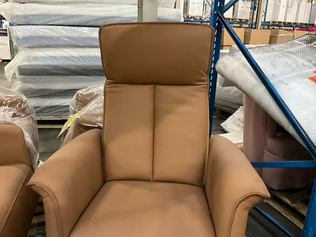 2 kunstlederen relax fauteuils sws destiny, kleur: cognac - afbeelding 3 van  7