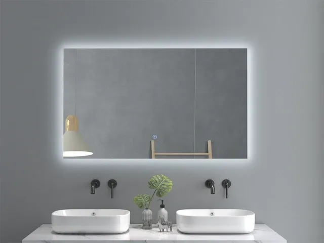 2 led spiegels 100x60 met anti-condens en dim functie nieuw - afbeelding 1 van  3