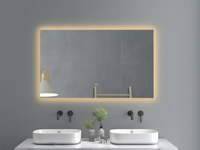 2 led spiegels 100x60 met anti-condens en dim functie nieuw - afbeelding 2 van  3