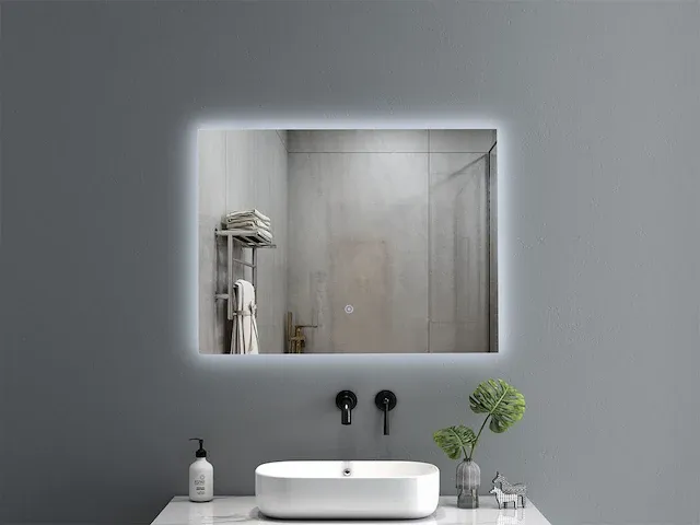 2 led spiegels 80x60cm met anti-condens en dim functie nieuw - afbeelding 1 van  3