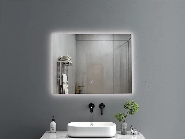 2 led spiegels 80x60cm met anti-condens en dim functie nieuw - afbeelding 2 van  3