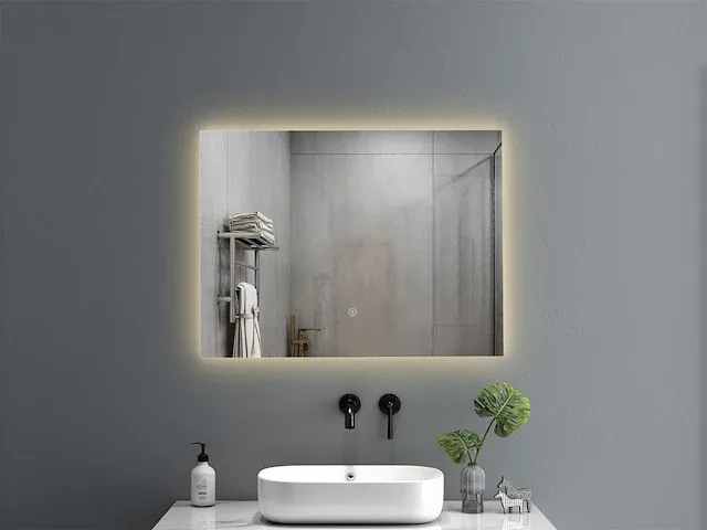 2 led spiegels 80x60cm met anti-condens en dim functie nieuw - afbeelding 3 van  3