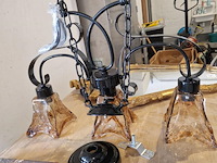 2 lichten, met mondgeblazen glaskappen - afbeelding 2 van  2