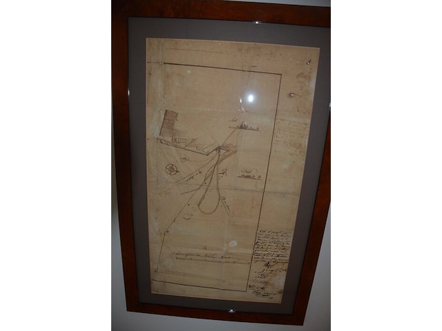 2 mahonie kaders met oorkondes achter glas, pentekening achter glas - afbeelding 5 van  7