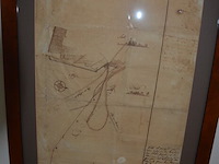 2 mahonie kaders met oorkondes achter glas, pentekening achter glas - afbeelding 5 van  7