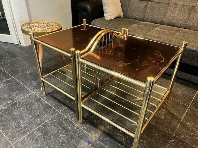 2 metalen bijzettafels - afbeelding 1 van  3