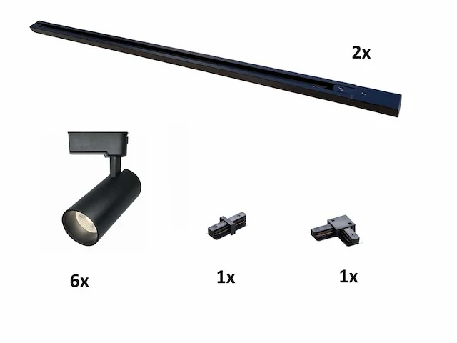 2 meter pro set railverlichting met 6x 18w 4000k railspot (4x) - afbeelding 7 van  8