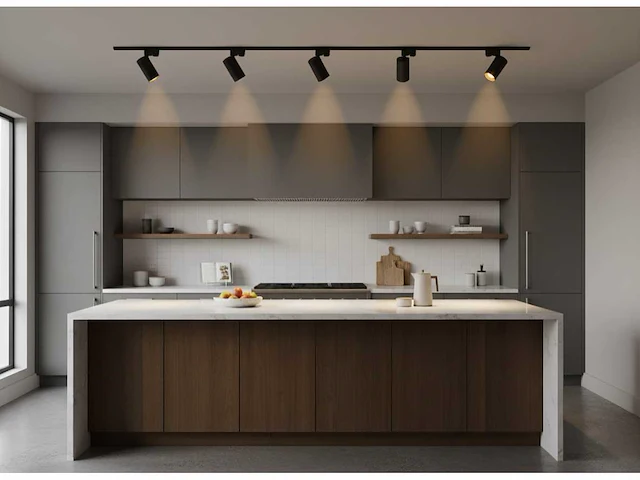 2 meter railsysteem met 6 st railspot gu10 fitting met ring (10x) - afbeelding 1 van  10