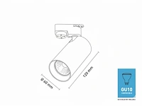 2 meter railsysteem met 6 st railspot gu10 fitting met ring (1x) - afbeelding 2 van  10