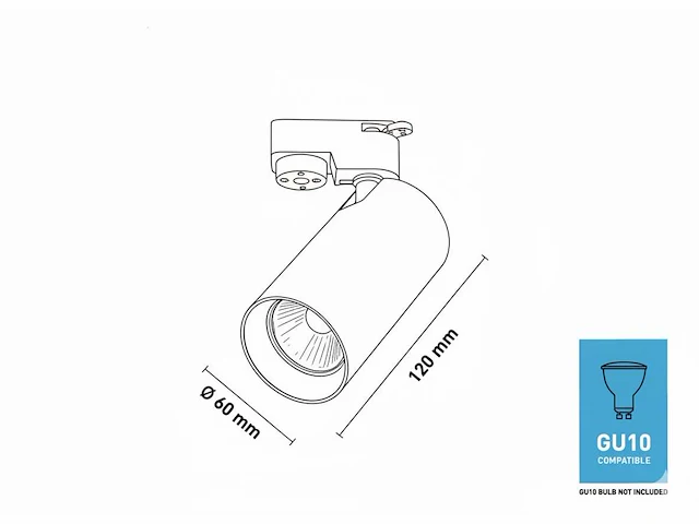 2 meter railsysteem met 6 st railspot gu10 fitting met ring (1x) - afbeelding 2 van  10