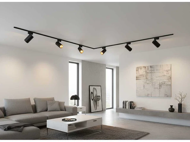 2 meter railsysteem met 6 st railspot gu10 fitting met ring (4x) - afbeelding 6 van  10
