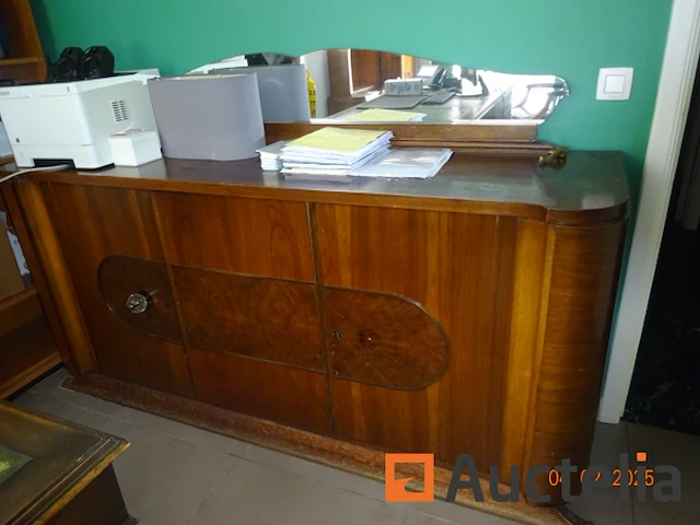 2 meubilair art deco waarvan een met grote deur aan de linkerkant en twee deuren aan de rechterkant en rek top 135cm / 55cm / 127cm hoog, de tweede heeft drie deuren die overeenkomen met de eerste meubilair 2m / 55cm / 95cm - afbeelding 3 van  5