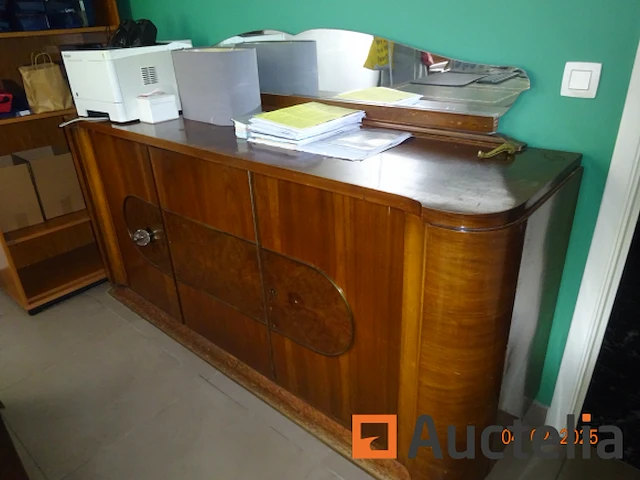 2 meubilair art deco waarvan een met grote deur aan de linkerkant en twee deuren aan de rechterkant en rek top 135cm / 55cm / 127cm hoog, de tweede heeft drie deuren die overeenkomen met de eerste meubilair 2m / 55cm / 95cm - afbeelding 5 van  5