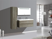 2-persoons badkamermeubel 120 cm donker hout decor - incl. kranen - afbeelding 1 van  2