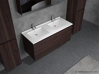 2-persoons badkamermeubel 120 cm donker hout decor - afbeelding 3 van  4