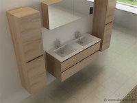 2-persoons badkamermeubel 120 cm licht hout decor - incl. kranen - afbeelding 6 van  11