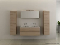2-persoons badkamermeubel 120 cm licht hout decor - incl. kranen - afbeelding 10 van  11
