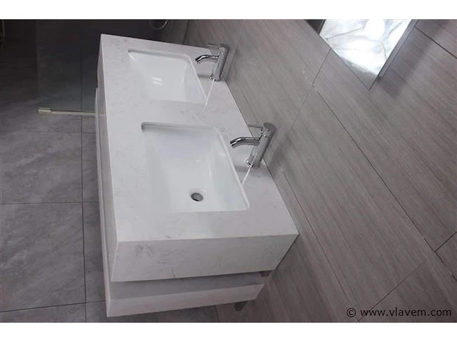 2-persoons badkamermeubel 120 cm marmer - incl. kranen - afbeelding 2 van  7