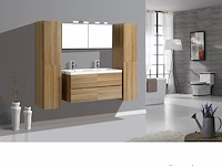 2-persoons badkamermeubel 120 cm natural hout decor - incl. kranen - afbeelding 1 van  3