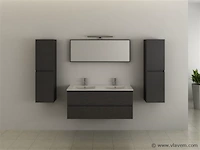 2-persoons badkamermeubel 120cm zwart - hout decor - incl. kranen - afbeelding 2 van  9