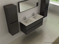 2-persoons badkamermeubel 120cm zwart - hout decor - incl. kranen - afbeelding 3 van  9