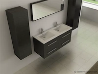 2-persoons badkamermeubel 120cm zwart - hout decor - incl. kranen - afbeelding 8 van  9